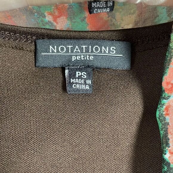 NOTATIONS Womens Brown Tank Top Boho Open-Front Blouse with Necklace Suze PS - Picture 9 of 10